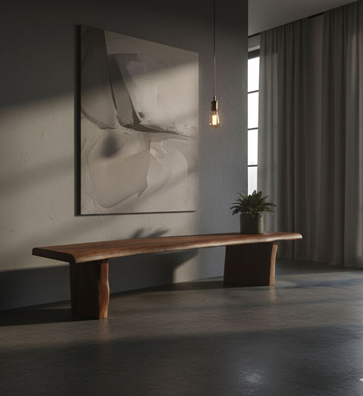 Home Deco and More Ethnic Acacia Wood Bench, Dark-brown, 300-cm, Packshot View