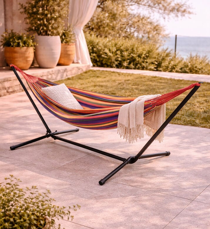 Home Deco and More Metal Stand Fabric Hammock, Packshot View