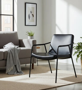 Dan Form Boto Metal Leather Lounge Chair, Black, Packshot View