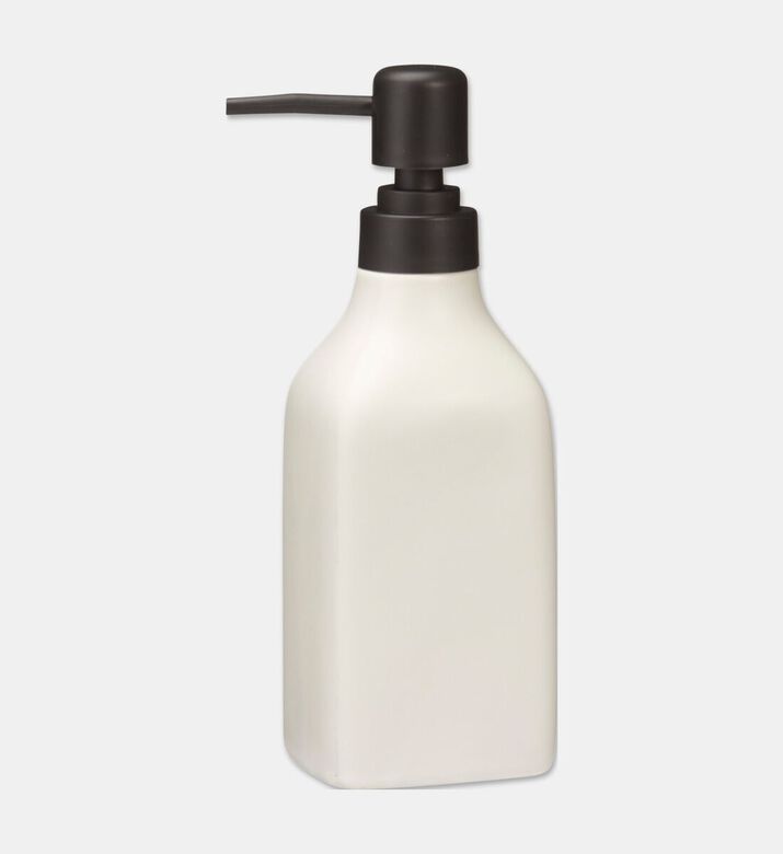 Home Deco and More Matte Stoneware Soap Dispenser, White, Packshot View
