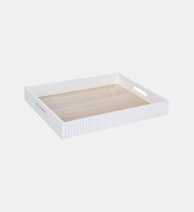 Home Deco and More Mdf Ribbed Sides Serving Tray, White, L, Packshot View