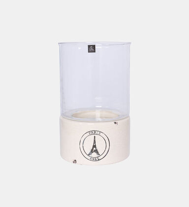 Wooden Base Glass Candle Holder 34 Cm