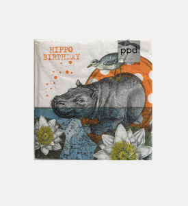 PPD Hippo Birthday Square Napkins, Packshot View