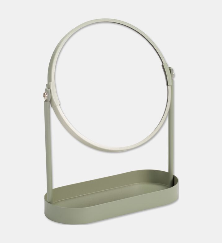 Home Deco and More Make Up Mirror With Organiser, Green, Packshot View