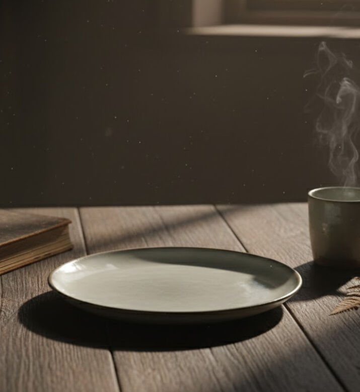 Home Deco and More Ceramic Rimmed Round Plate, Packshot View