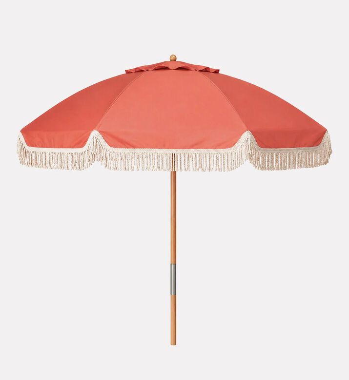 Home Deco and More Wooden Fringe Outdoor Umbrella, Terracotta, 180-cm, Packshot View