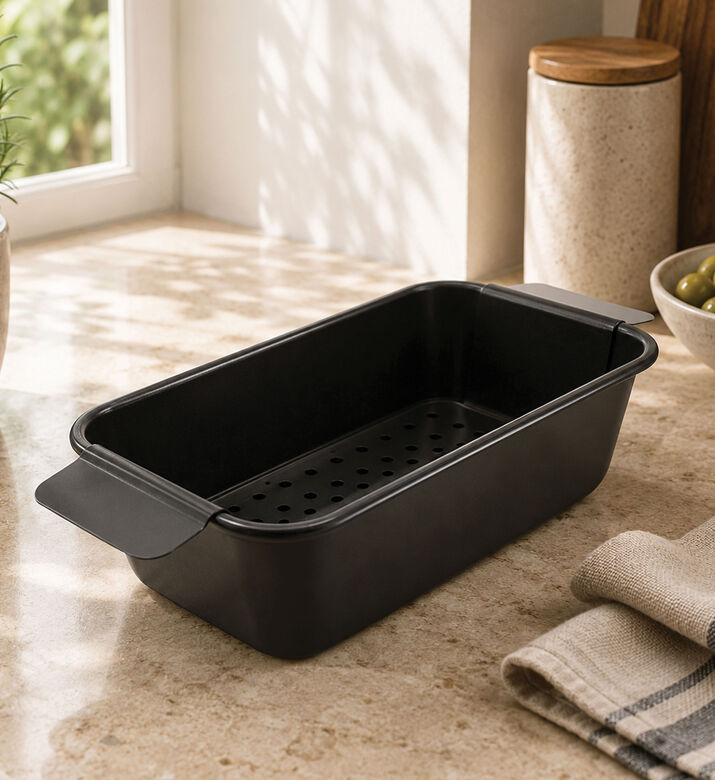 Salt and Pepper Sunday Bake Chef Loaf Pan With Insert 24x14x7.5 Cm, Black, 24x14x7.5-cm, Packshot View