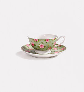 Home Deco and More Rose-print 6-piece Tea Cup Saucer Set, Packshot View