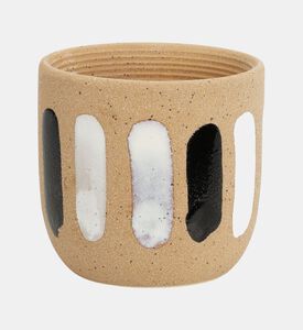 Home Deco and More Stoneware Striped Flower Pot, Packshot View