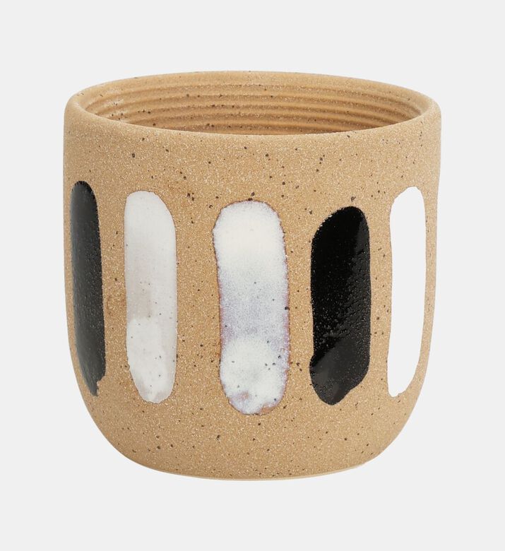 Home Deco and More Stoneware Striped Flower Pot, Packshot View