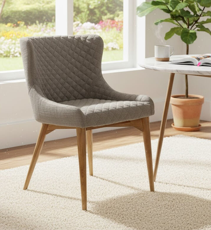 Home Deco and More Coco Quilt Dining Chair, Taupe, 61x55x84-cm, Packshot View