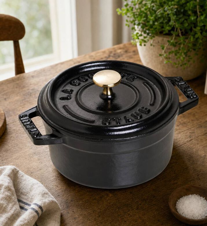 Staub Cast Iron Round Roaster, Black, 30-cm, Model View