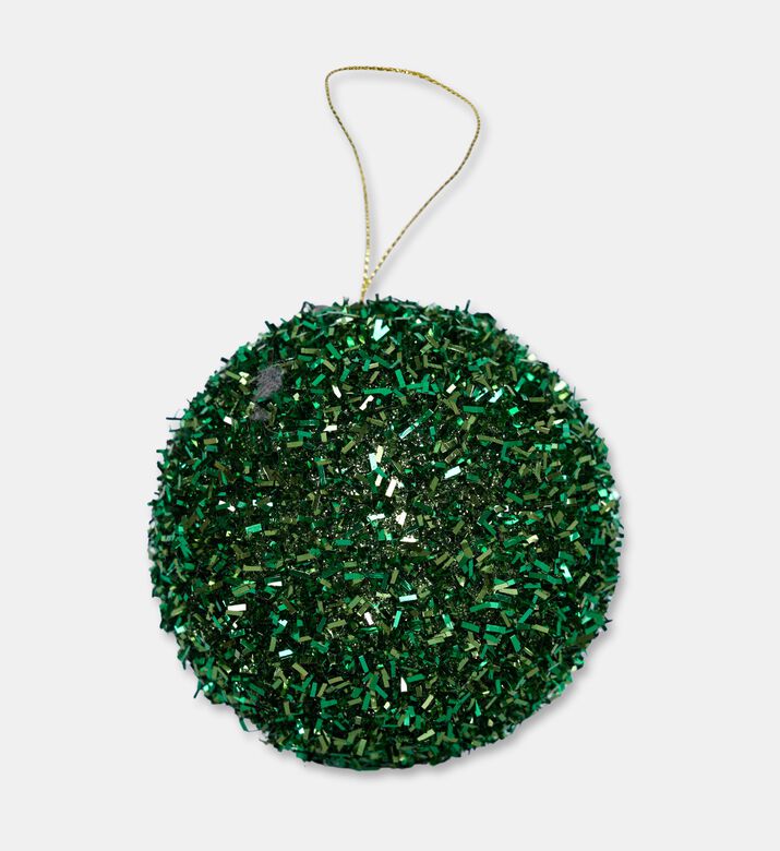 Shishi Glass Tinsel Shimmering Texture Ball, Green, 8-cm, Packshot View
