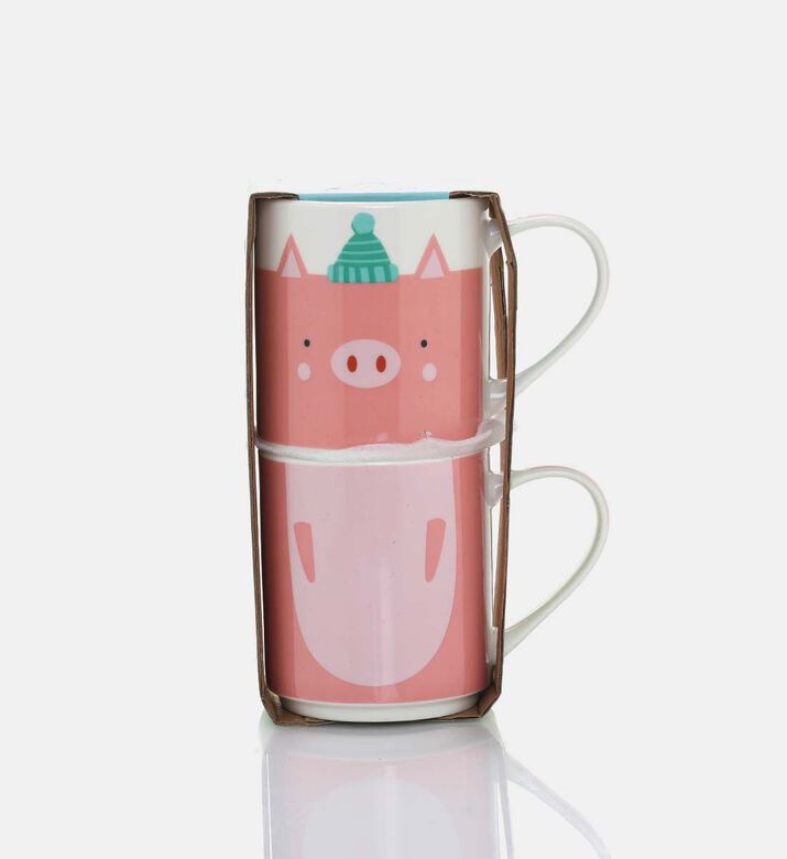 Home Deco and More Porcelain Animal Mugs 2-piece Set, Packshot View