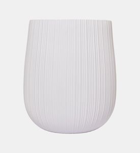Home Deco and More Fiber Clay Ribbed Planter, White, 50-cm, Packshot View