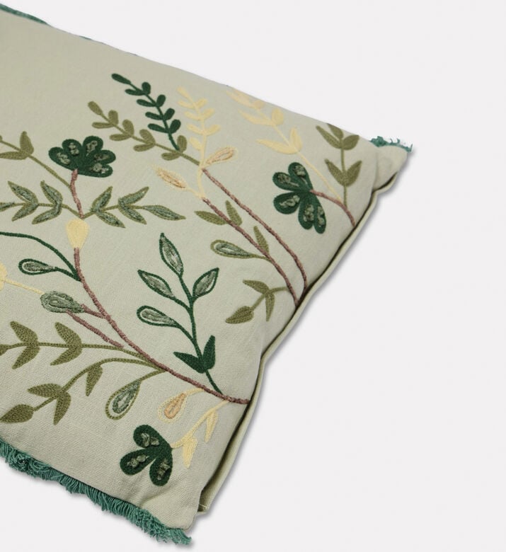 Home Deco and More Sage Embroidered Filled Cushion, Packshot View