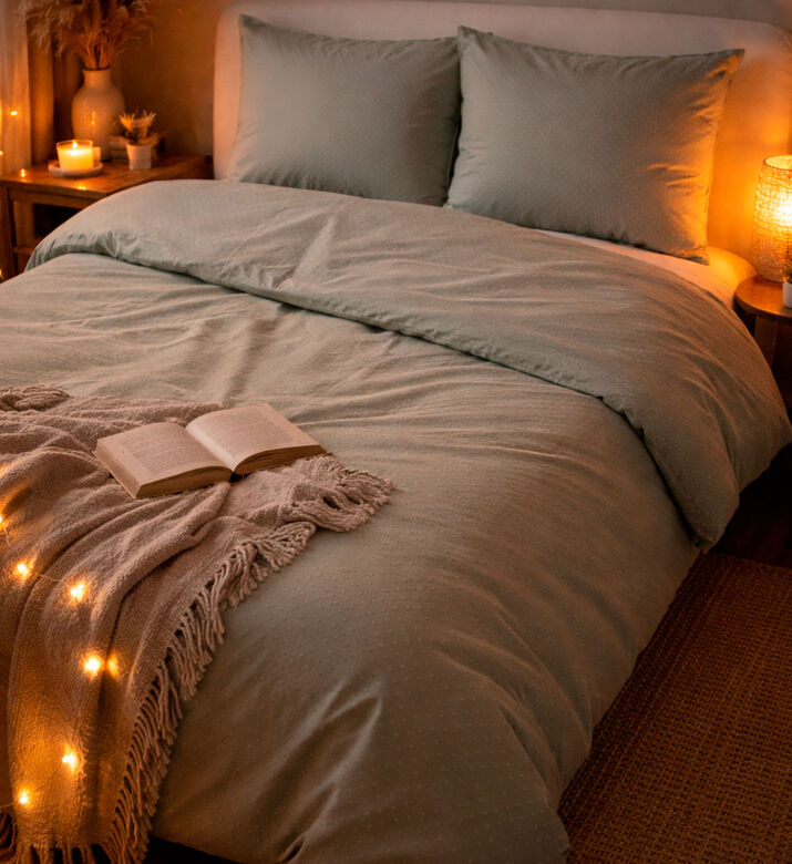 Home Deco and More Single Polycotton Country Meadow Reverse Duvet Cover 4-piece Set, Blue, 220x240-cm, Packshot View