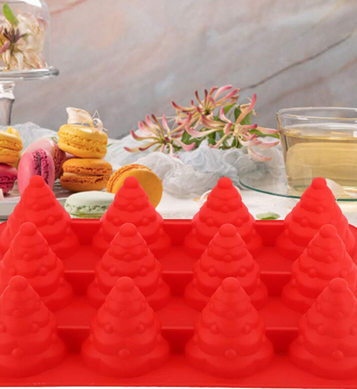 Home Deco and More Silicone Christmas Tree-shaped Cake Form, Red, Packshot View