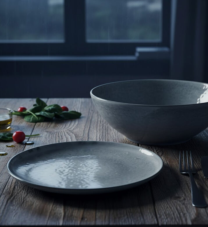 Home Deco and More Ceramic Trimmedmed Dinner Plate, Packshot View