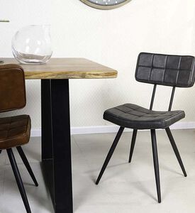 Home Deco and More Leather Square-shaped Mappy Chair, Dark-grey, 59x48x83-cm, Packshot View