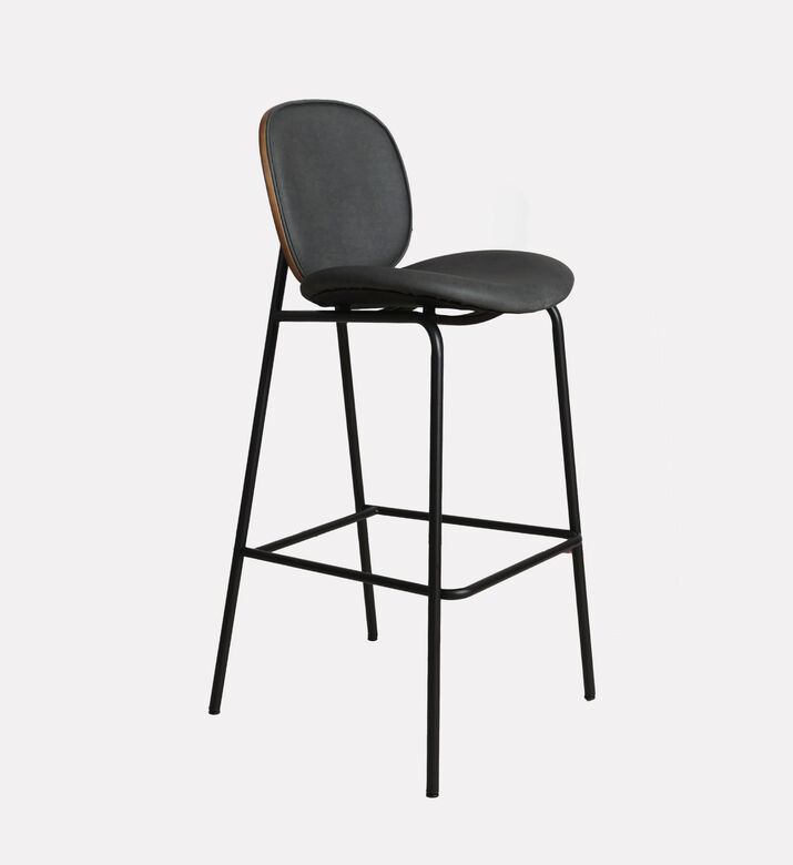 Home Deco and More Sahara Leather Bar Stool, Dark-grey, Packshot View