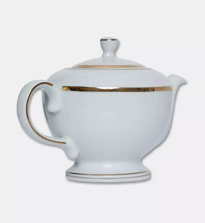 Home Deco and More Gold-rimmed Porcelain Tea Pot, Packshot View