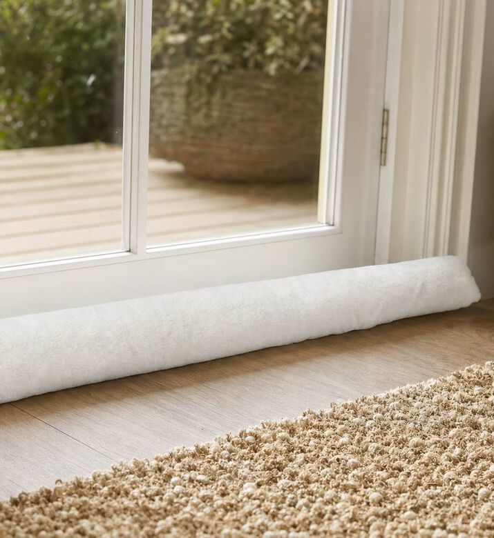 Home Deco and More Faux-fur Draft Stopper, White, Model View