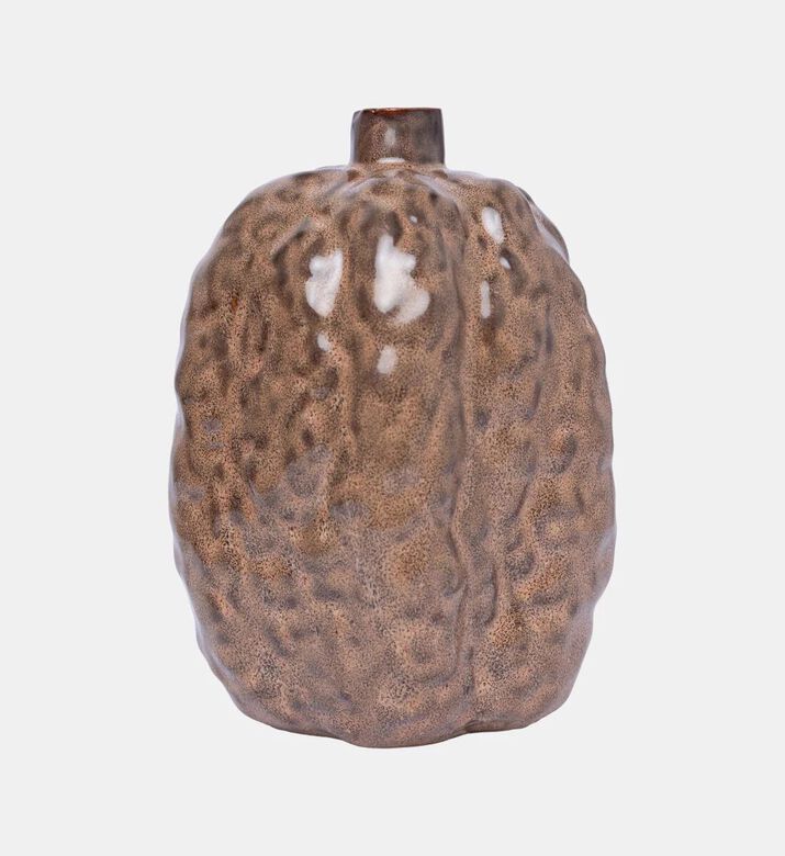 Light and Living Atol Ceramic Eggplant Vase, Camel, 14.5x20.5-cm, Packshot View