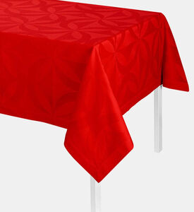 Jacquard Poppy Ellipse Fabric Table Cloth, Red, 140x225-cm, Packshot View