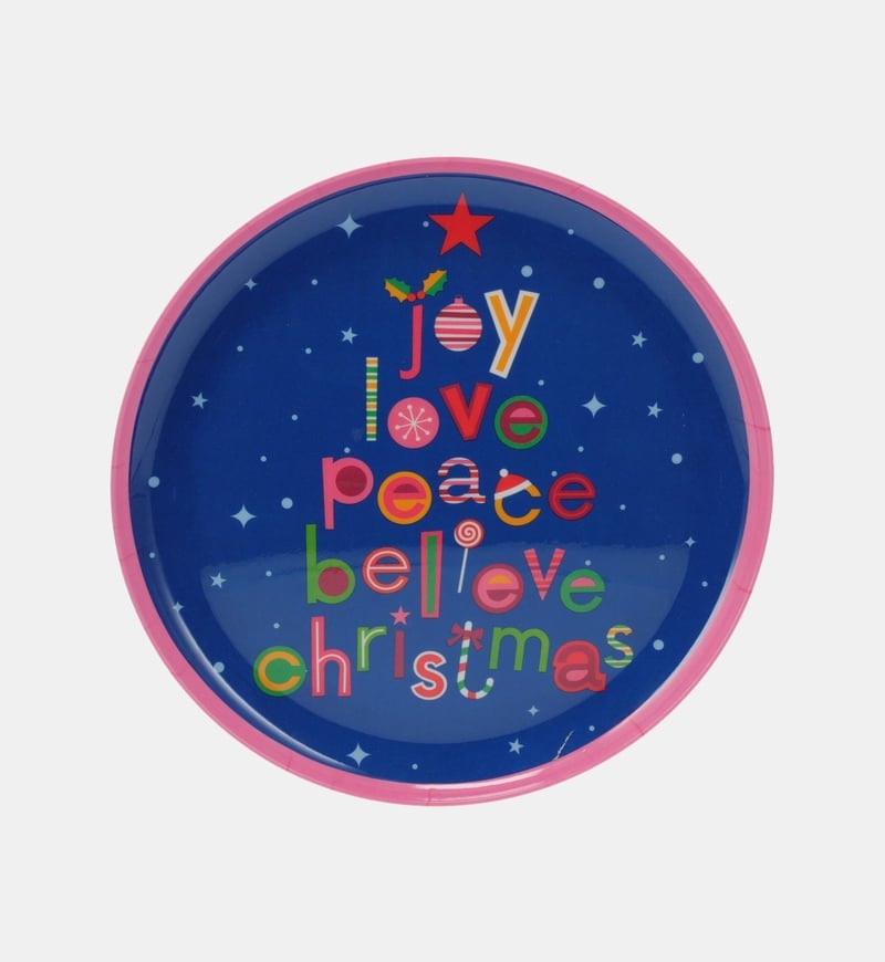 Santa Claus-print Round Plate