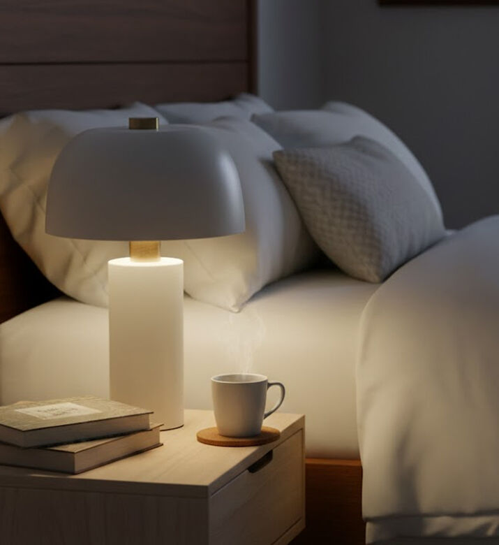 Cozy Lulu Metal Brushed Table Lamp, White, Packshot View