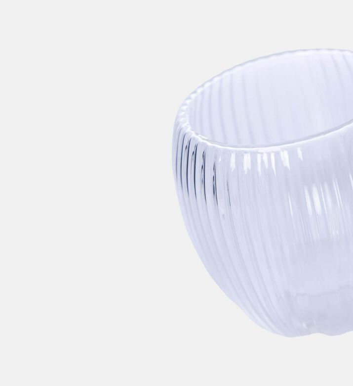 Double Wall Stripe Clear Glass Mug 4-piece Set - 120ml