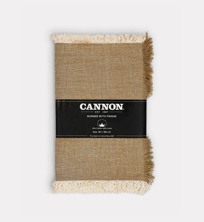 Cannon Cotton Linen Blend Table Runner, Light-beige, 33x180-cm, Packshot View