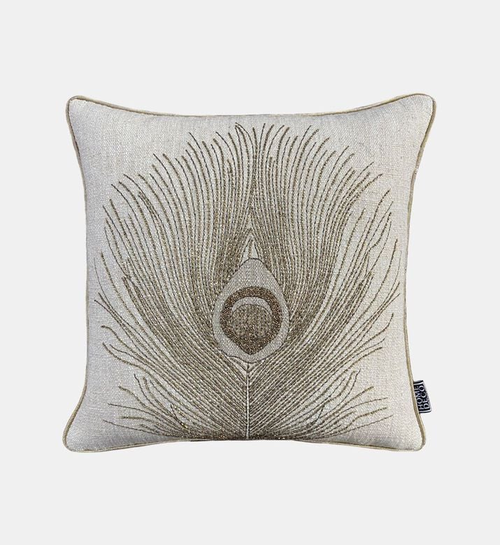 Home Deco and More Peacock Embroidered Piped Cushion, Packshot View