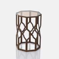 Octa Wood Glass Top Side Table