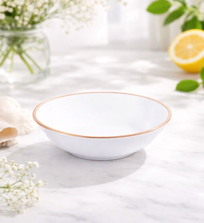 Home Deco and More Gold-rimmed Porcelain Breakfast Bowl, Packshot View