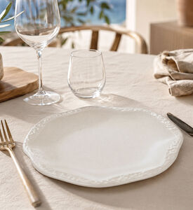 Home Deco and More Signature Ceramic Large Plate Set Of 4, White, L, Packshot View