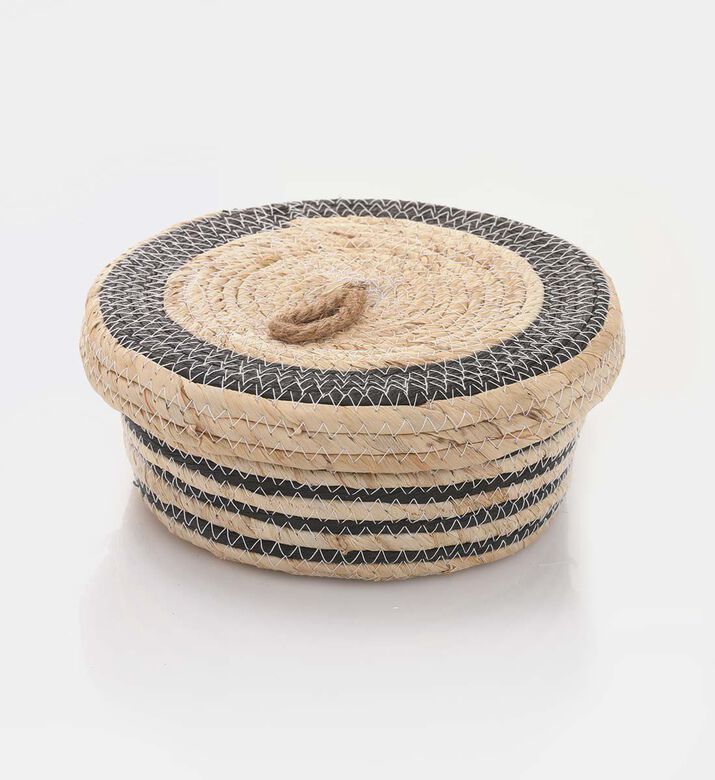 Home and Styling Straw Lidded Baskets, Natural, L, Packshot View