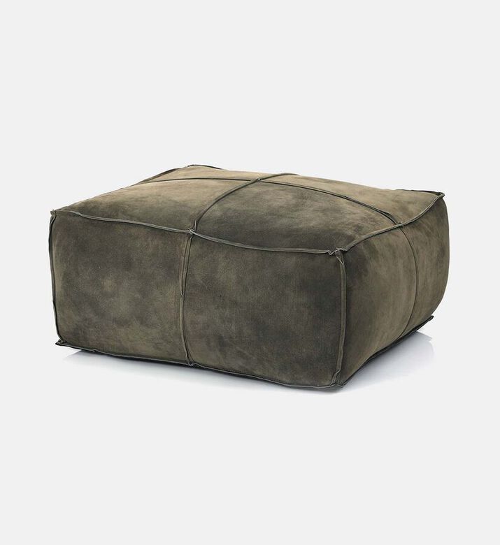 Elmer Suede Leather Square Pouf
