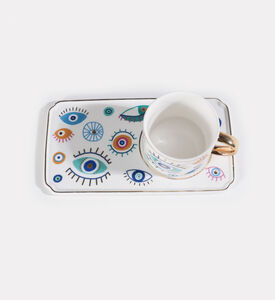 Home Deco and More Porcelain Eye Motif Cup & Tray Set, Packshot View