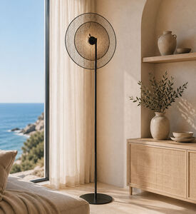 Home Deco and More Leher Circular Iron Floor Lamp, Packshot View