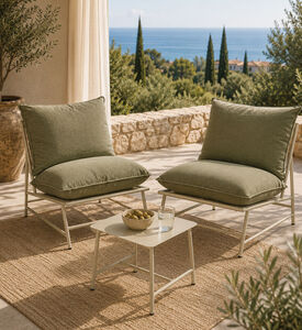 Home Deco and More Steel 3-piece Outdoor Lounge Set, Green, Packshot View
