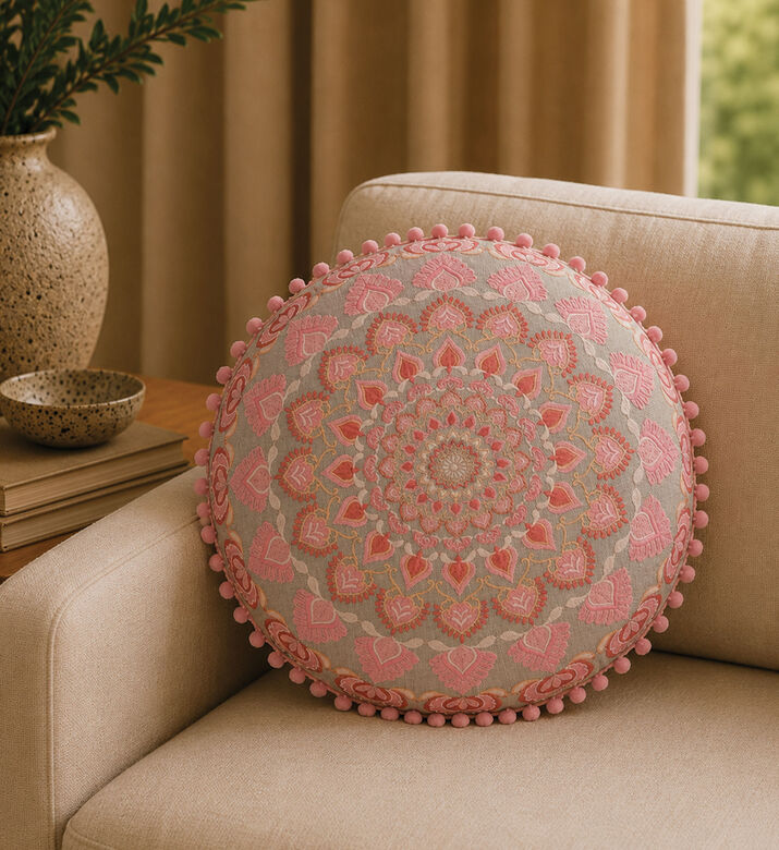Home Deco and More Asa Chambray Embroidered Cushion 40 Cm, Packshot View