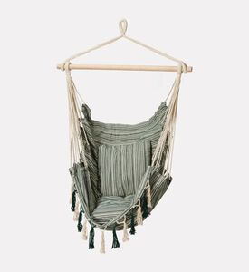 Home Deco and More Polycotton Striped Hanging Chair, Green, Packshot View