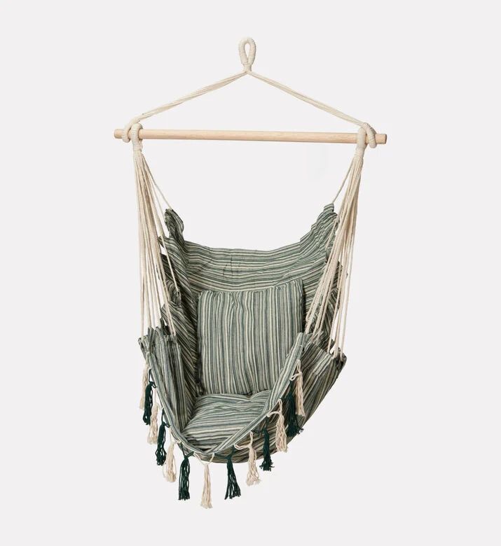 Home Deco and More Polycotton Striped Hanging Chair, Green, Packshot View