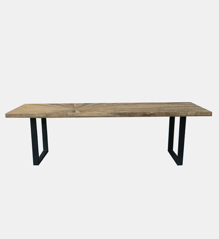 Home Deco and More Sunburst Wooden Dining Table, Brown, 220-cm, Packshot View