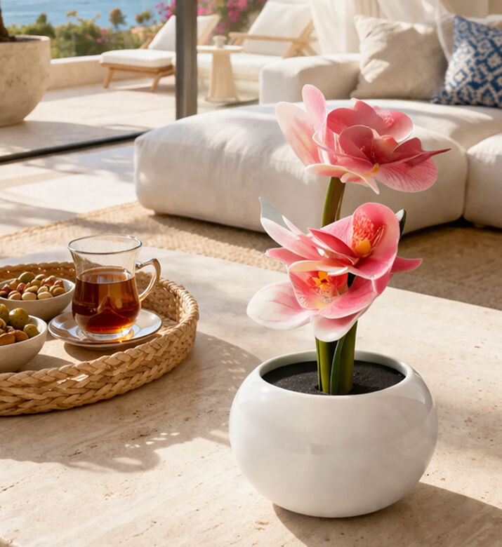 Home Deco and More Ceramic Pot Led Orchid, Packshot View