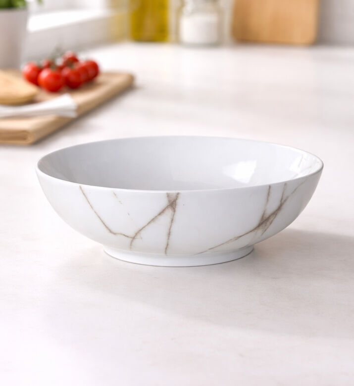 Salt and Pepper Porcelain Marble Salad Bowl - 24 Cm, Packshot View