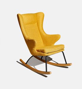 Home Deco and More Dolly Ash Wood Steel Rocking Chair, Mustard, Packshot View