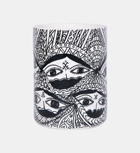 Nour Bougie Berberia Ceramic Pot Candle, Black, 18-cm, Packshot View